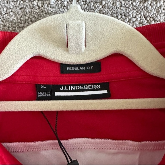 J. Lindeberg NEW Men's XL Regular Fit KV Golf Tech Jersey Polo Barbados Cherry - Picture 7 of 8
